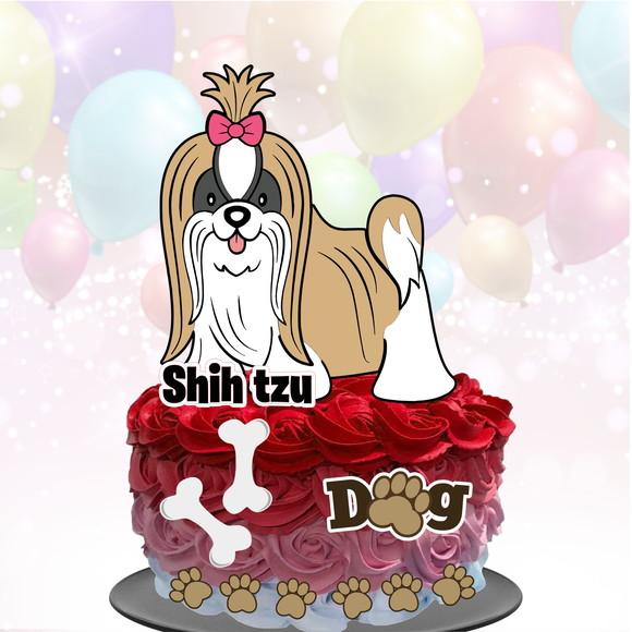 Topo de Bolo Cachorrinho (Shihtzu)