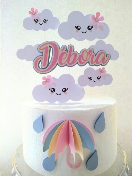 Topo de Bolo Chuva de Amor