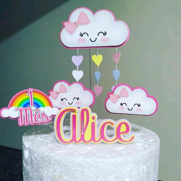 Topo de Bolo Chuva de Amor