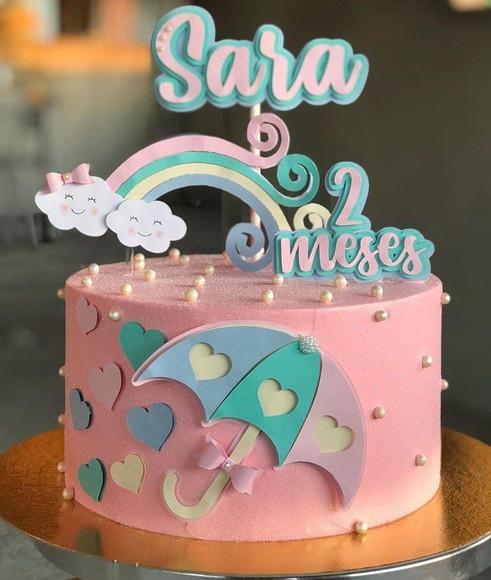 Topo de Bolo Chuva de Amor
