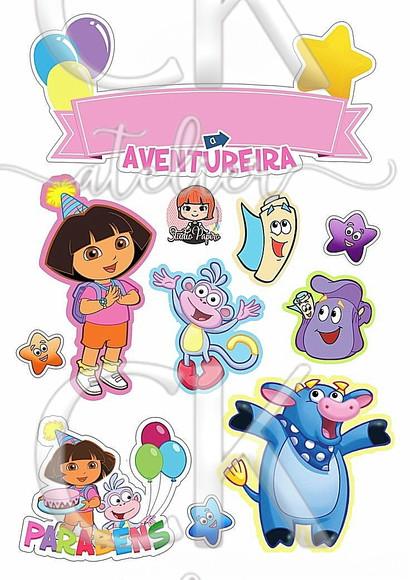 Topo de Bolo Dora Aventureira