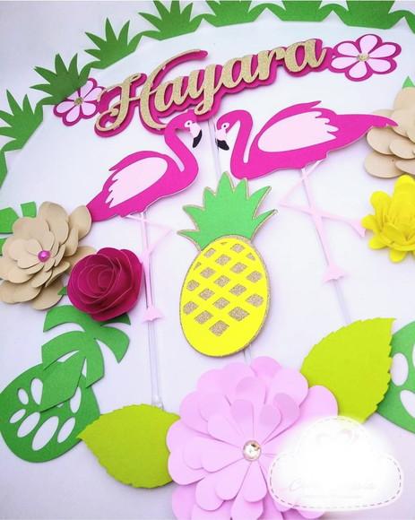 Topo de Bolo Flamingo