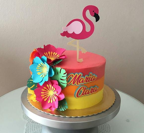 Topo de Bolo Flamingo