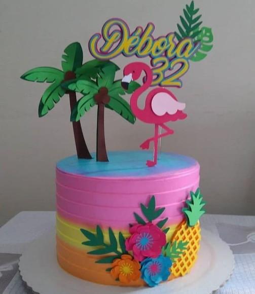 Topo de Bolo Flamingo