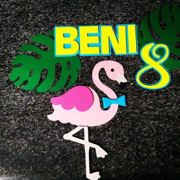 Topo de Bolo Flamingo