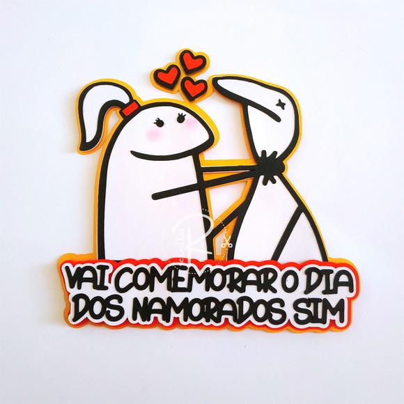 Topo de Bolo Flork Dia dos Namorados