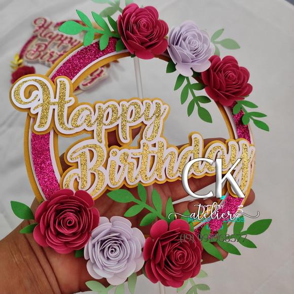 Topo de Bolo Happy birthday