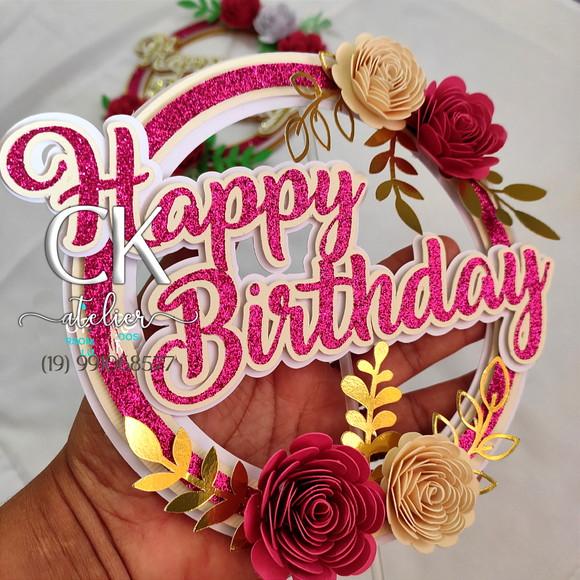Topo de Bolo Happy Birthday