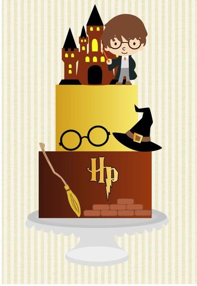 Topo de Bolo Harry Potter