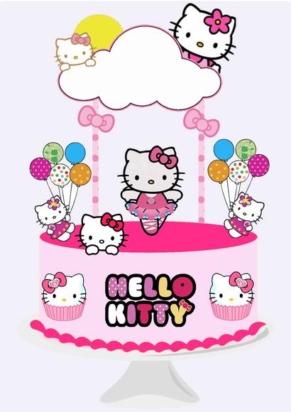 Topo de Bolo Hello Kitty