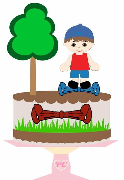 Topo de Bolo HOVERBOARD