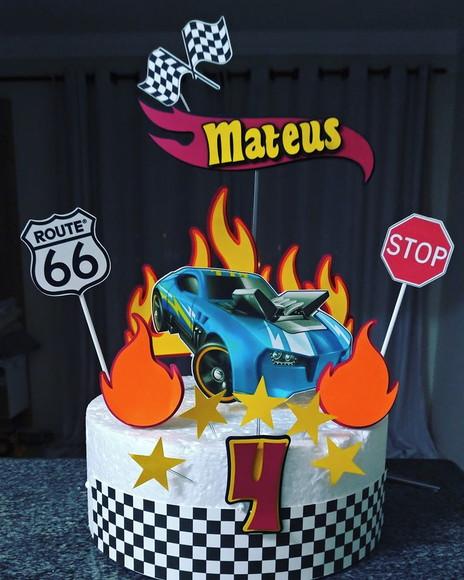 Topo de Bolo Hotwheels