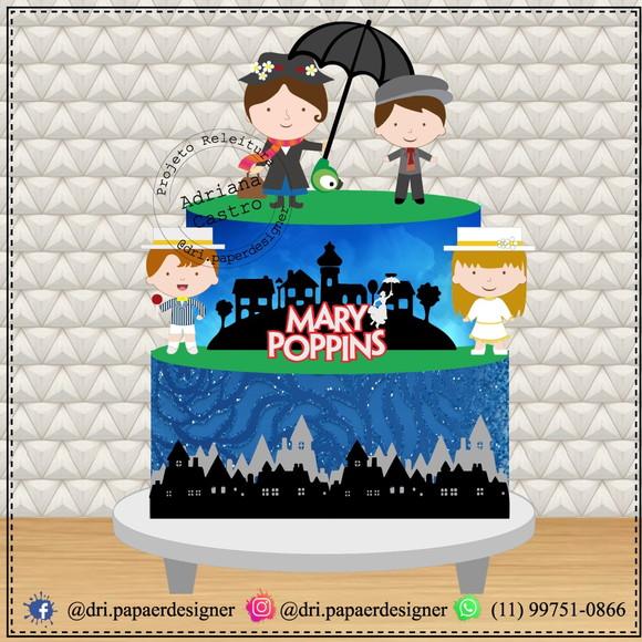 Topo de Bolo Marry Poppins