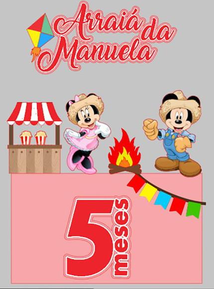 Topo de Bolo Minnie e Mickey Arraiá