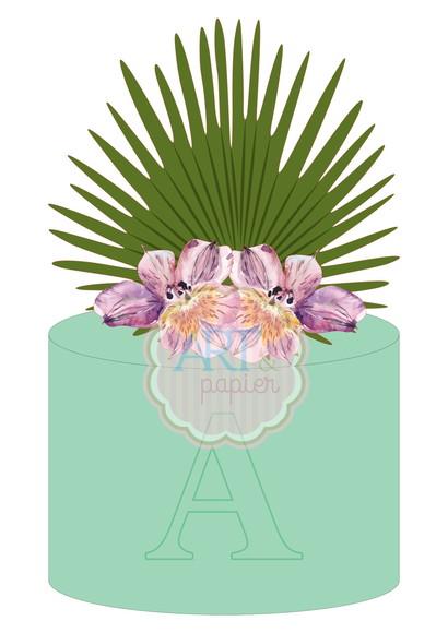 Topo de Bolo Palm Leaf Astromelia