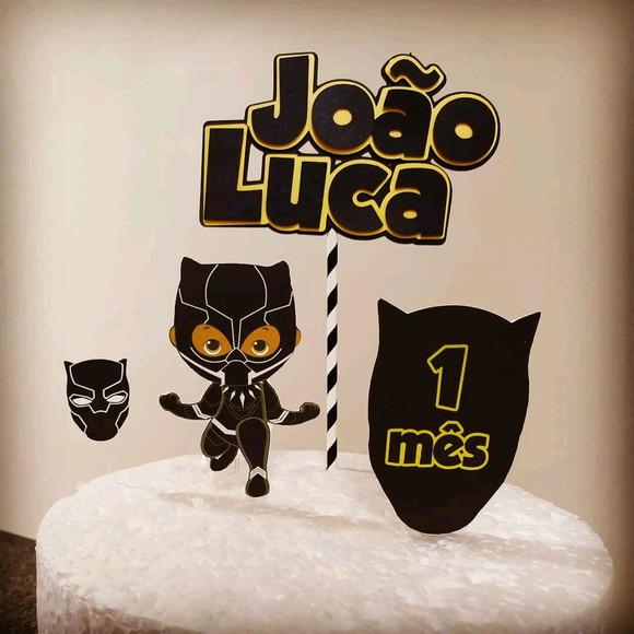 Topo de Bolo Pantera Negra cute
