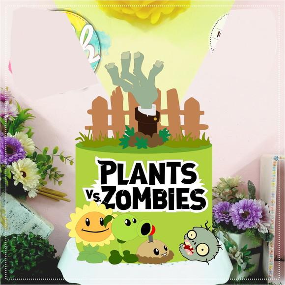 Topo de Bolo Plants x Zombies