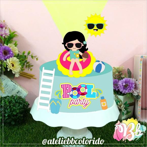 Topo de Bolo Pool Party