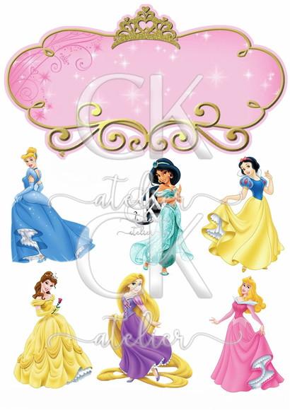 Topo de Bolo Princesas Disney