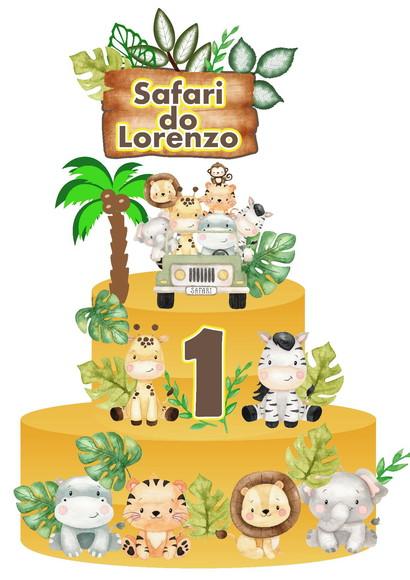 Topo de Bolo Safari