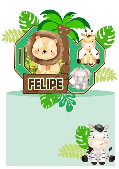 Topo de Bolo Safari