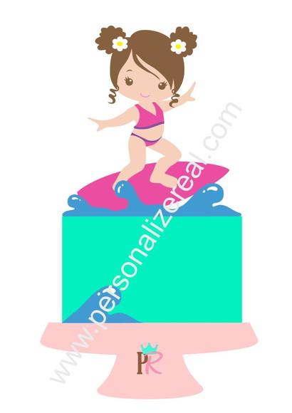 Topo de Bolo Surf Menina