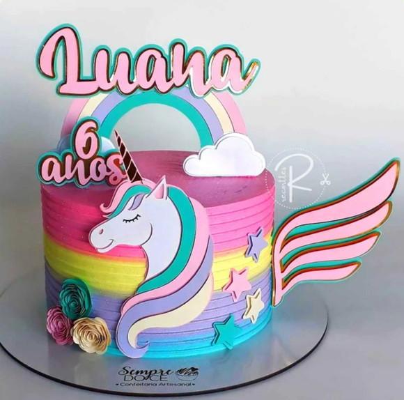 Topo de Bolo Unicornio