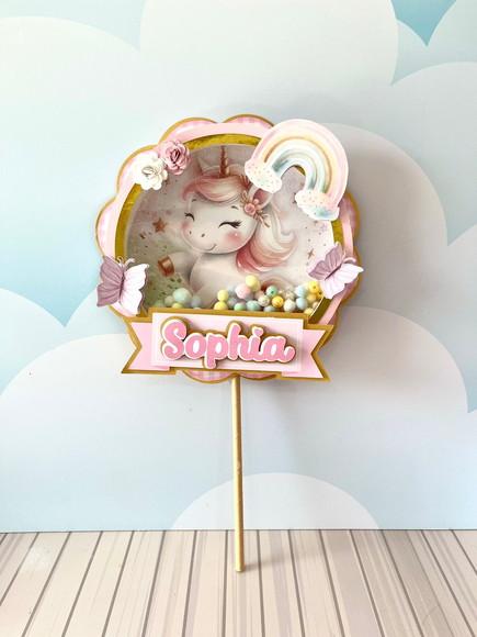 Topo de Bolo Unicornio