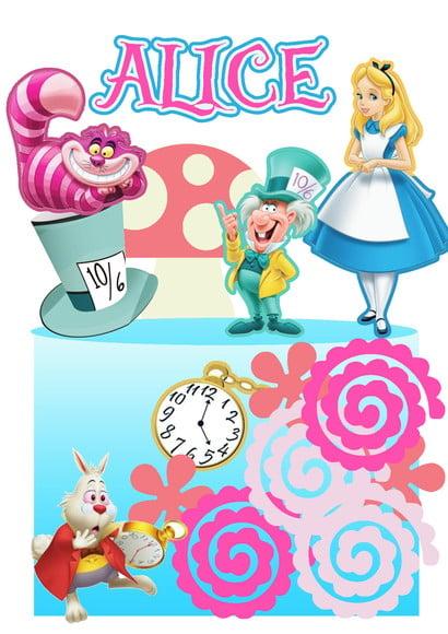 Topo de Bolo Alice no País das Maravilhas