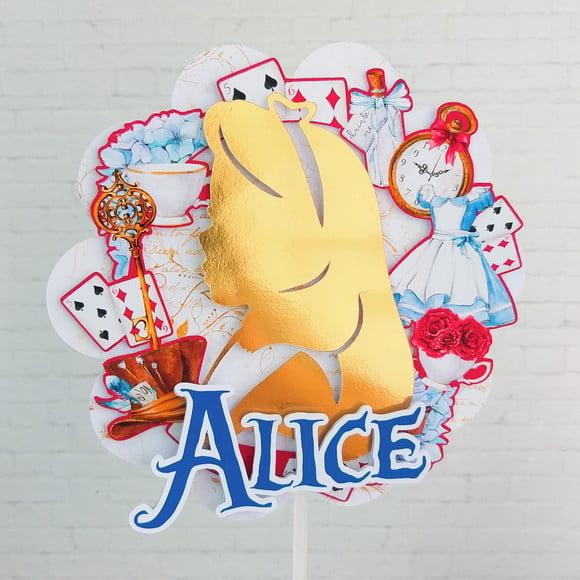 Topo de Bolo Alice no País das Maravilhas