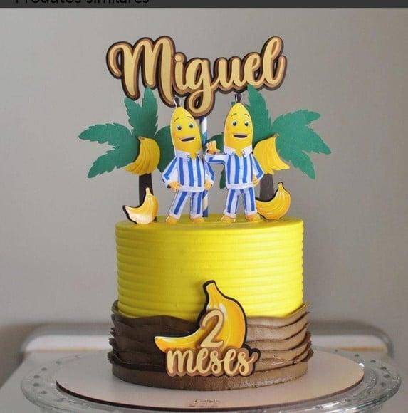 Topo de Bolo Banana de Pijama