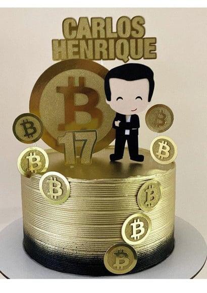Topo de Bolo Bitcoin