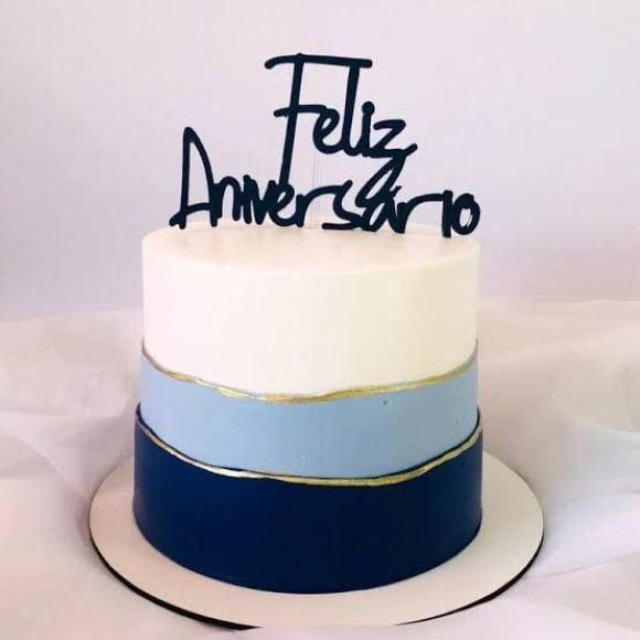 Topo de Bolo Feliz Aniversario