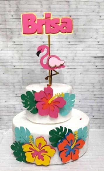 Topo de Bolo Flamingo
