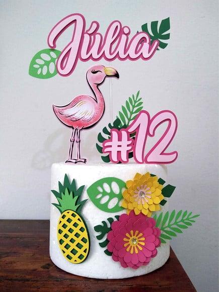 Topo de Bolo Flamingo