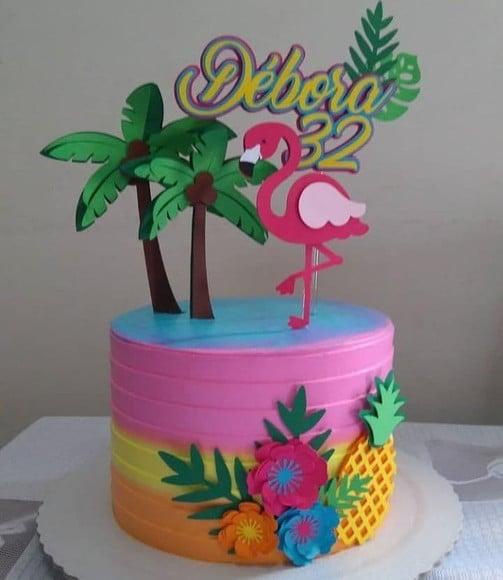 Topo de Bolo Flamingo