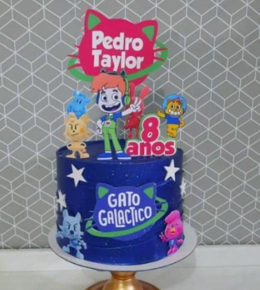 Topo de Bolo Gato Galatico