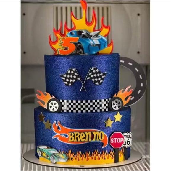 Topo de Bolo Hotwheels