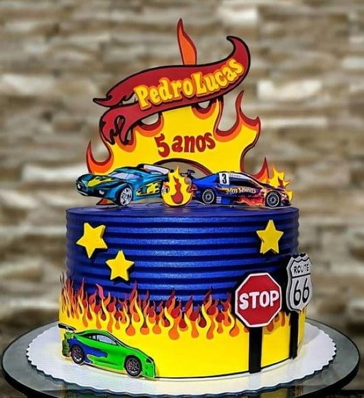 Topo de Bolo Hotwheels