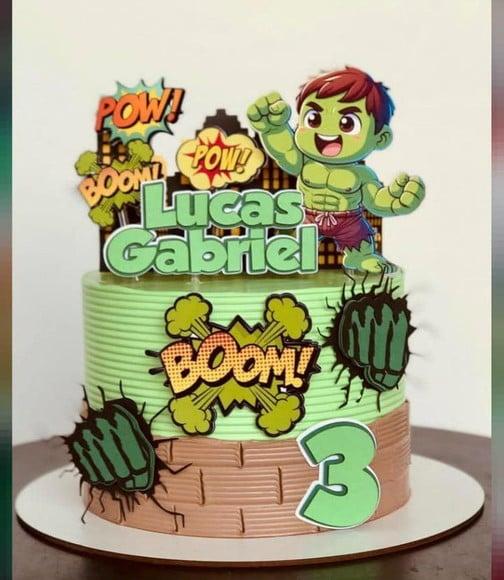 Topo de Bolo Hulk