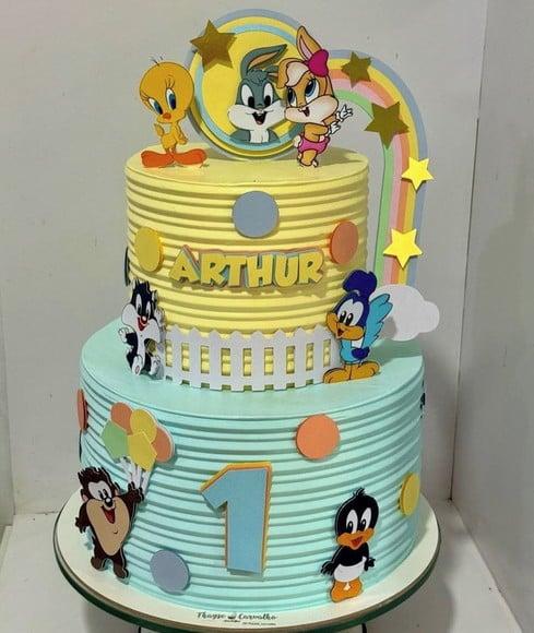 Topo de Bolo Looney Tunes
