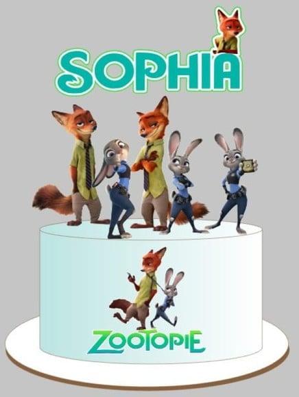 Topo de Bolo Zootopia