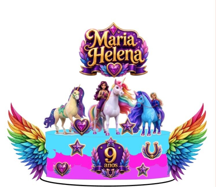 Arquivo de corte topo de bolo academia de unicornio