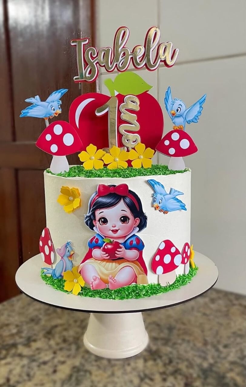 Topo de Bolo Branca de Neve