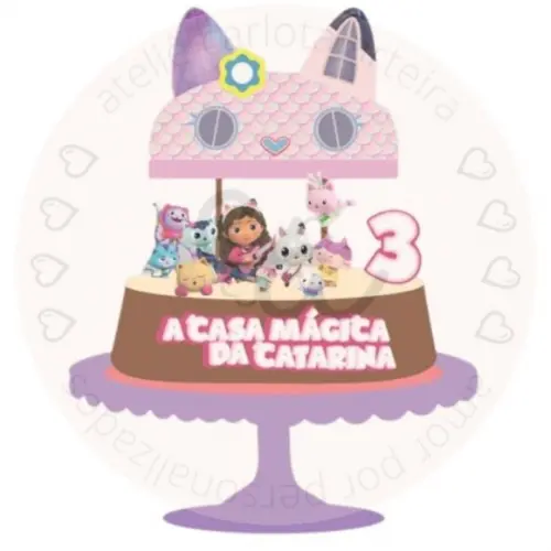 Arquivo de corte topo de bolo A Casa Mágica da Gabi