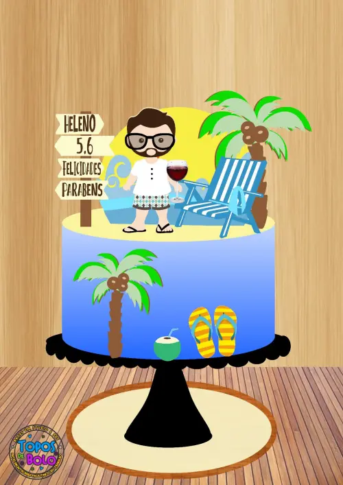 Arquivo de corte topo de bolo Praia