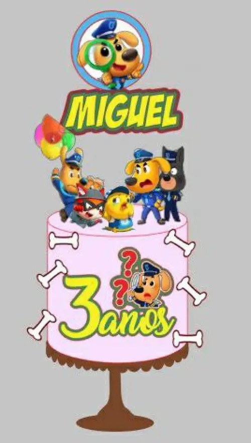 Arquivo de corte topo de bolo Detetive Labrador