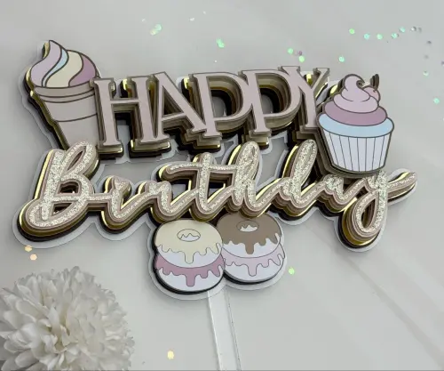 Arquivo de corte Topo de bolo Happy Birthday
