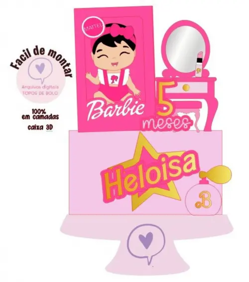 Arquivo de corte topo de bolo Barbie