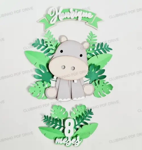 Arquivo de corte topo de bolo Hipopotamo